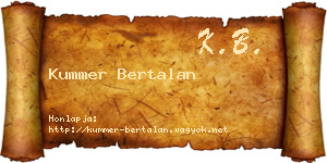 Kummer Bertalan névjegykártya
